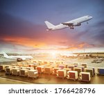 Cargo containers waiting load into an airliner