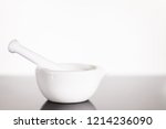 white ceramic mortar with... | Shutterstock . vector #1214236090