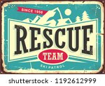 Rescue team vintage old sign for ski patrol. Retro poster for first aid service on mountain ski trails. Vector illustration.