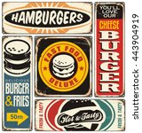 retro burger signs collection... | Shutterstock .eps vector #443904919