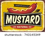 mustard promotional retro label ... | Shutterstock .eps vector #743145349