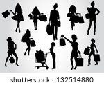 woman shopping silhouettes | Shutterstock .eps vector #132514880