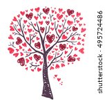 tree with hearts | Shutterstock .eps vector #495724486