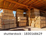 Piles Of Wooden Boards In The...