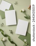 Top view blank paper cards...