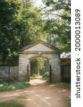Small photo of Gatchina, Saint-Petersburg, Russia, 25 August 2020: 'Silvian Gate', was built at the end of the 18th century, the author of the project is V. Brenna.