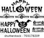 happy halloween text with... | Shutterstock .eps vector #703178209
