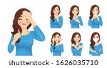 set of sad beautiful woman with ... | Shutterstock .eps vector #1626035710