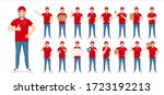 handsome delivery man in red... | Shutterstock .eps vector #1723192213