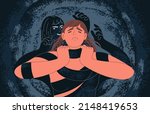 woman smothered by shadow from... | Shutterstock .eps vector #2148419653