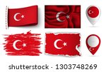 set of turkey flags collection... | Shutterstock .eps vector #1303748269