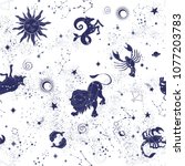 space galaxy constellation... | Shutterstock .eps vector #1077203783