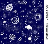 space galaxy constellation... | Shutterstock .eps vector #758365729