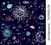 space galaxy constellation... | Shutterstock .eps vector #763983139