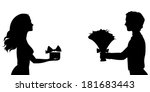 silhouettes of man and woman... | Shutterstock .eps vector #181683443