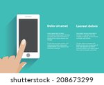 hand touching blank screen of... | Shutterstock .eps vector #208673299