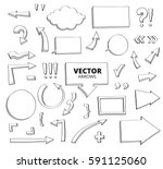 set of hand drawn doodle arrows.... | Shutterstock .eps vector #591125060