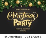 christmas party poster template.... | Shutterstock .eps vector #735173056