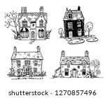 Set Of Pretty English Cottages  ...