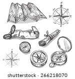 Set Of Hand Drawn Compasses And ...