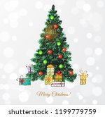 hand drawn christmas tree and... | Shutterstock .eps vector #1199779759