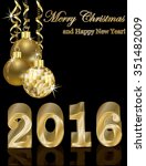 golden happy new 2016 year card ... | Shutterstock .eps vector #351482009