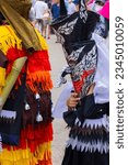 Small photo of LOEI-THAILAND-JUNE 24 : Detail of ghost mask for Phi Ta Khon Festival in the Dan Sai District, Loei, June 24, 2023, Loei Province, Thailand.