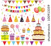 set of vector birthday party... | Shutterstock .eps vector #100913359