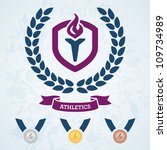 athletics emblem and medals for ... | Shutterstock .eps vector #109734989