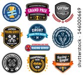 set of car racing emblems and... | Shutterstock . vector #146000669