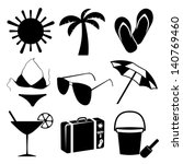summer and beach icons on white ... | Shutterstock .eps vector #140769460