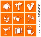 summer and beach icons in flat... | Shutterstock .eps vector #200414036