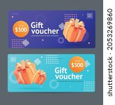 gift voucher coupon set with... | Shutterstock .eps vector #2053269860