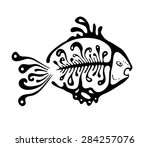 black fish in the native style  ... | Shutterstock .eps vector #284257076