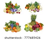 four bunches of garden fruits.... | Shutterstock .eps vector #777685426