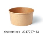 Small photo of Disposable kraft paper bowl isolated on white background