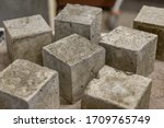 Small photo of Concrete cubes. Samples of hardened concrete for laboratory tests.