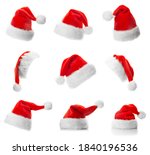 santa claus red hats isolated... | Shutterstock . vector #1840196536