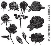 set of silhouette image rose... | Shutterstock .eps vector #182588606