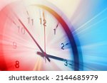 Small photo of Time clock blur moving quick fast speed for express business hour urgent working hours concept.