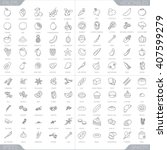 100 food thin line icons. | Shutterstock .eps vector #407599279