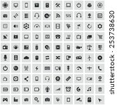 100 technology icons  black on... | Shutterstock .eps vector #253738630