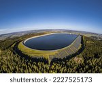 Small photo of Hydropower as renewable energy, aerial view of the upper reservoir of the Markersbach pumped storage power plant, Saxony, Germany