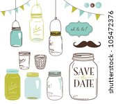 glass jars  frames and cute... | Shutterstock .eps vector #105472376