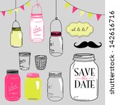 glass jars  frames and cute... | Shutterstock .eps vector #142616716