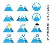 Mountain Winter Vector Icons...