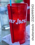 Small photo of Orange Beach, Alabama USA June 14, 2023 Cold drink at Tacky Jack's restaurant