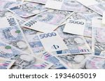 Czech paper money with heart on white background - czech money 5000