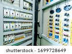Small photo of Electric control panel enclosure for power and distribution electricity. Uninterrupted, electrical voltage.
