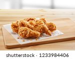 crispy fried chicken in a wooden table